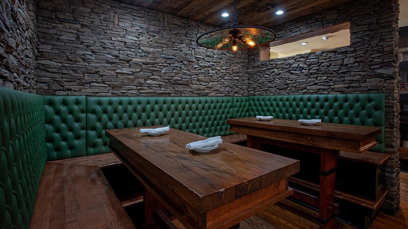 Large booth seating in dining room